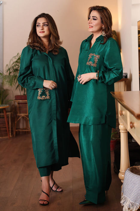 Madiha (Bottle Green) Long Shirt and Pants